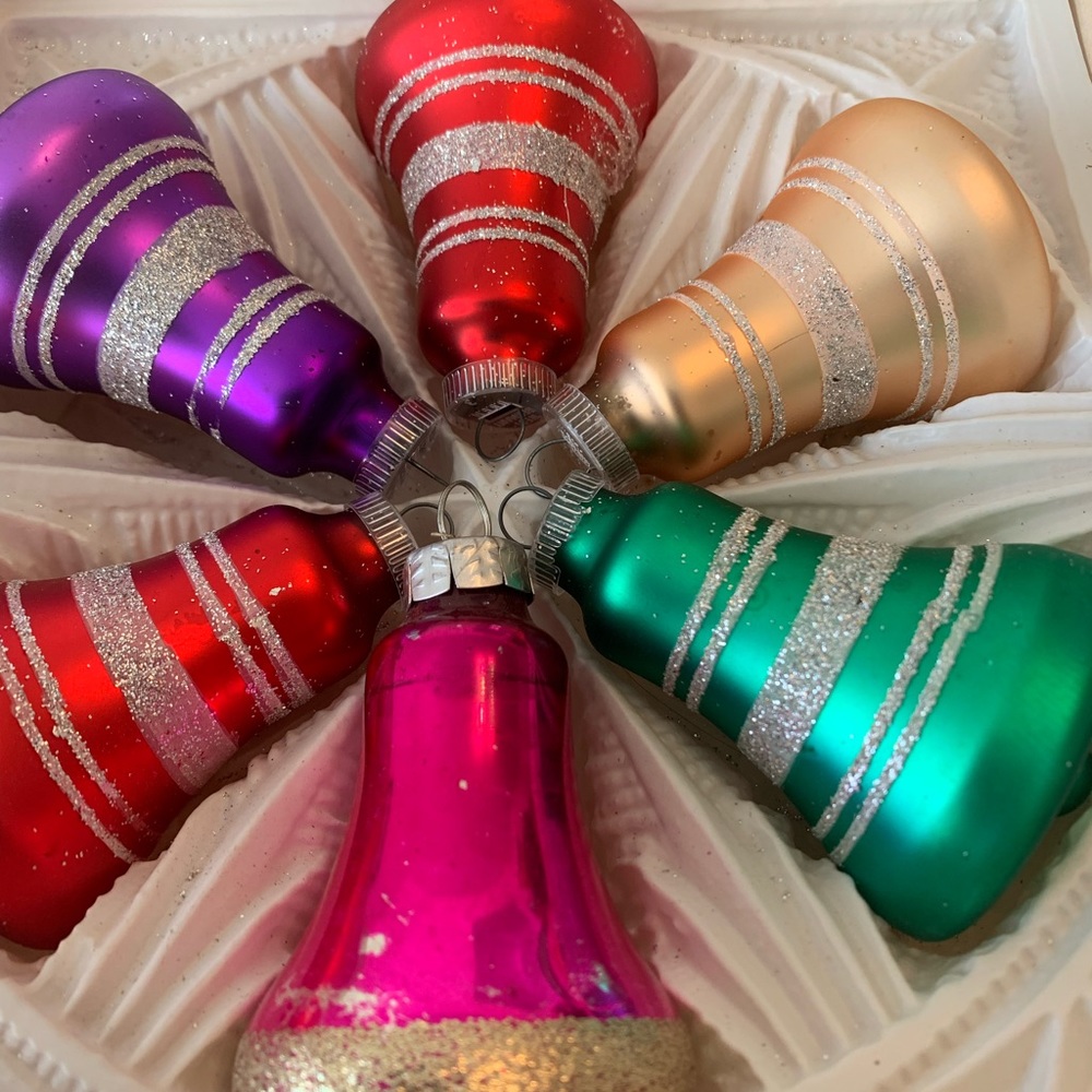 Large size vintage mercury glass Christmas bells ornaments